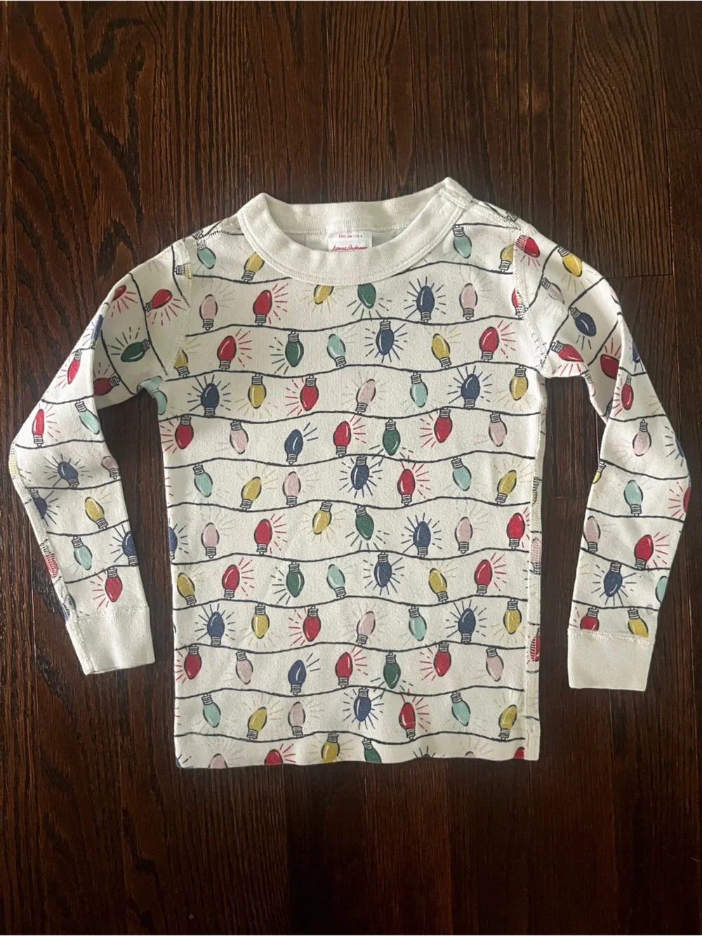 Hanna Andersson White Kids Top with Multi-Color Holiday Lights
